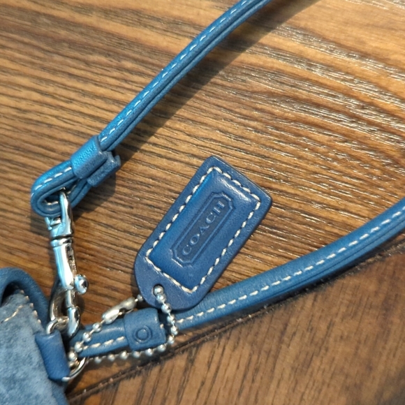 Coach Blue Suede Wristlet/ FLAWED - Picture 6 of 10